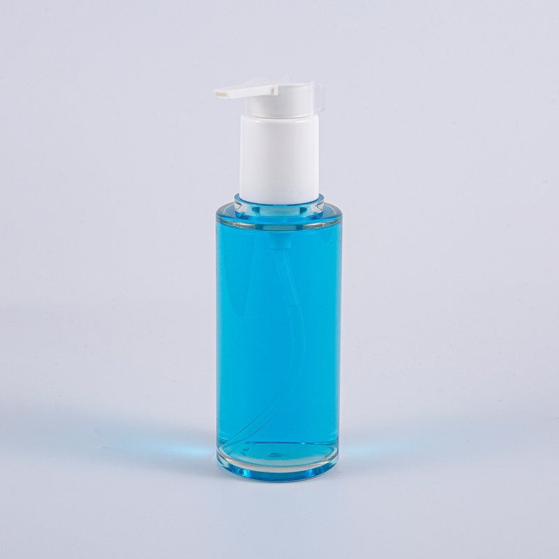 Chai kem dưỡng da hình tròn PETG 100ml trong suốt có bơm nhựa màu trắng