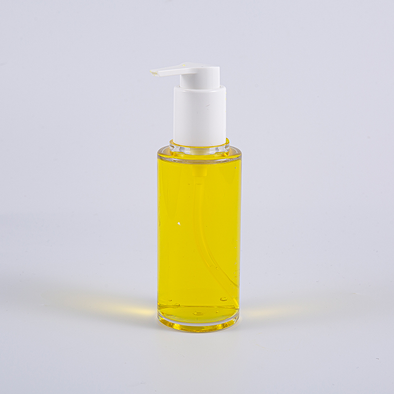 Chai kem dưỡng da hình tròn PETG 100ml trong suốt có bơm nhựa màu trắng
