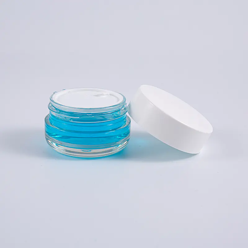 Hũ kem tường dày 50g hình tròn trong suốt PETG có nắp vặn màu trắng