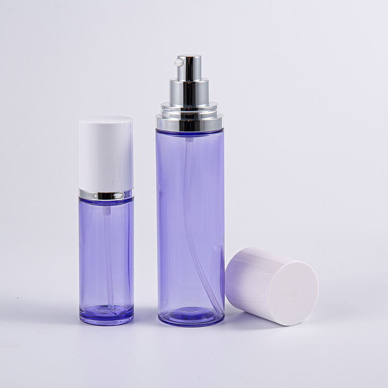 Chai kem dưỡng da dạng tròn 100ml màu tím có bơm nhôm