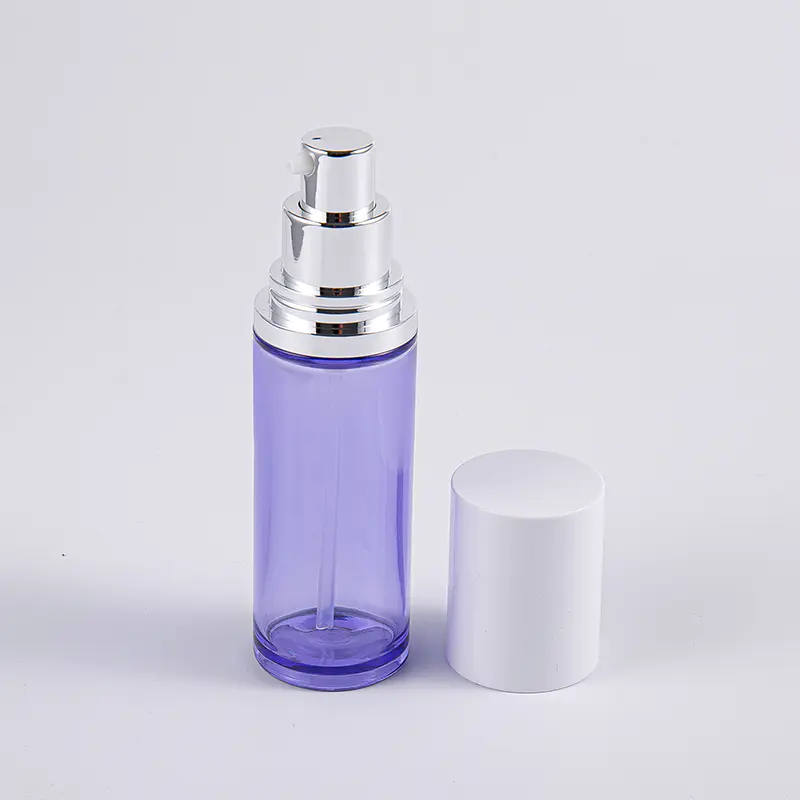 Chai kem dưỡng da dạng tròn 100ml màu tím có bơm nhôm